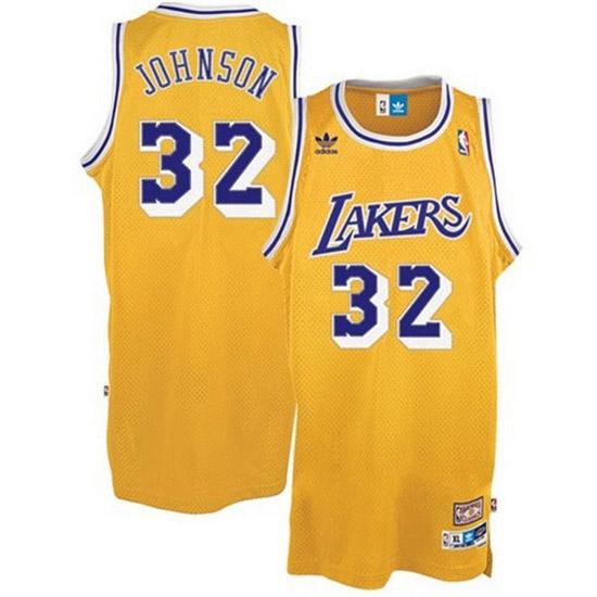 Camiseta retro Johnson #32 Los Angeles Lakers Amarillo - Haga un click en la imagen para cerrar